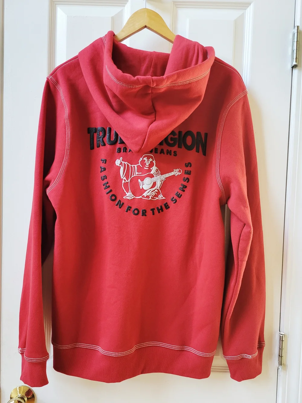NWT True Religion Men’s Full Zip Hoodie Large TRV Red TNL Puff Buddha $124